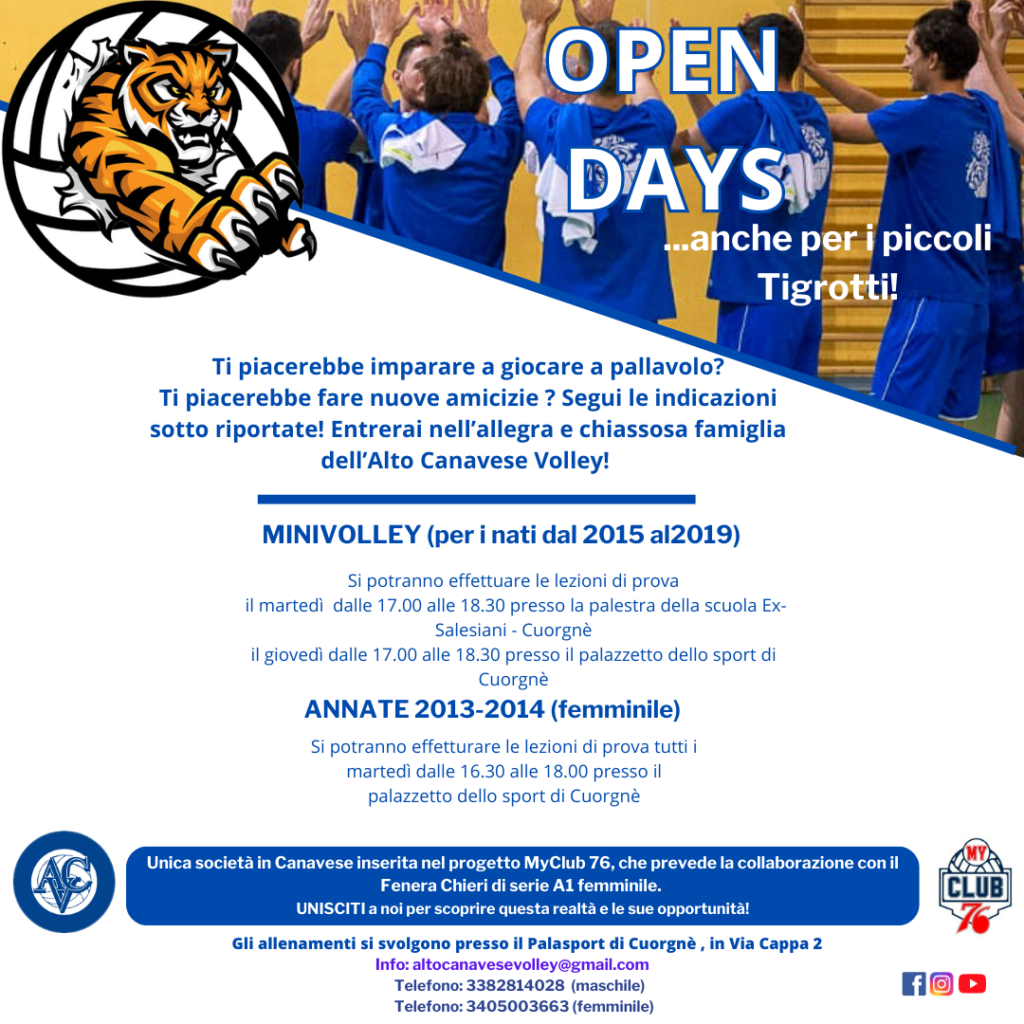 Open Days - stagione 2024/2025 - AltoCananaveseVolley